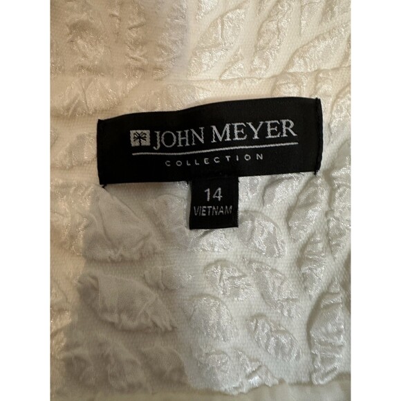 John Meyer Collection Creamy White  Textured Brocade Skirt Suit Set Size 14/16 - Picture 13 of 17
